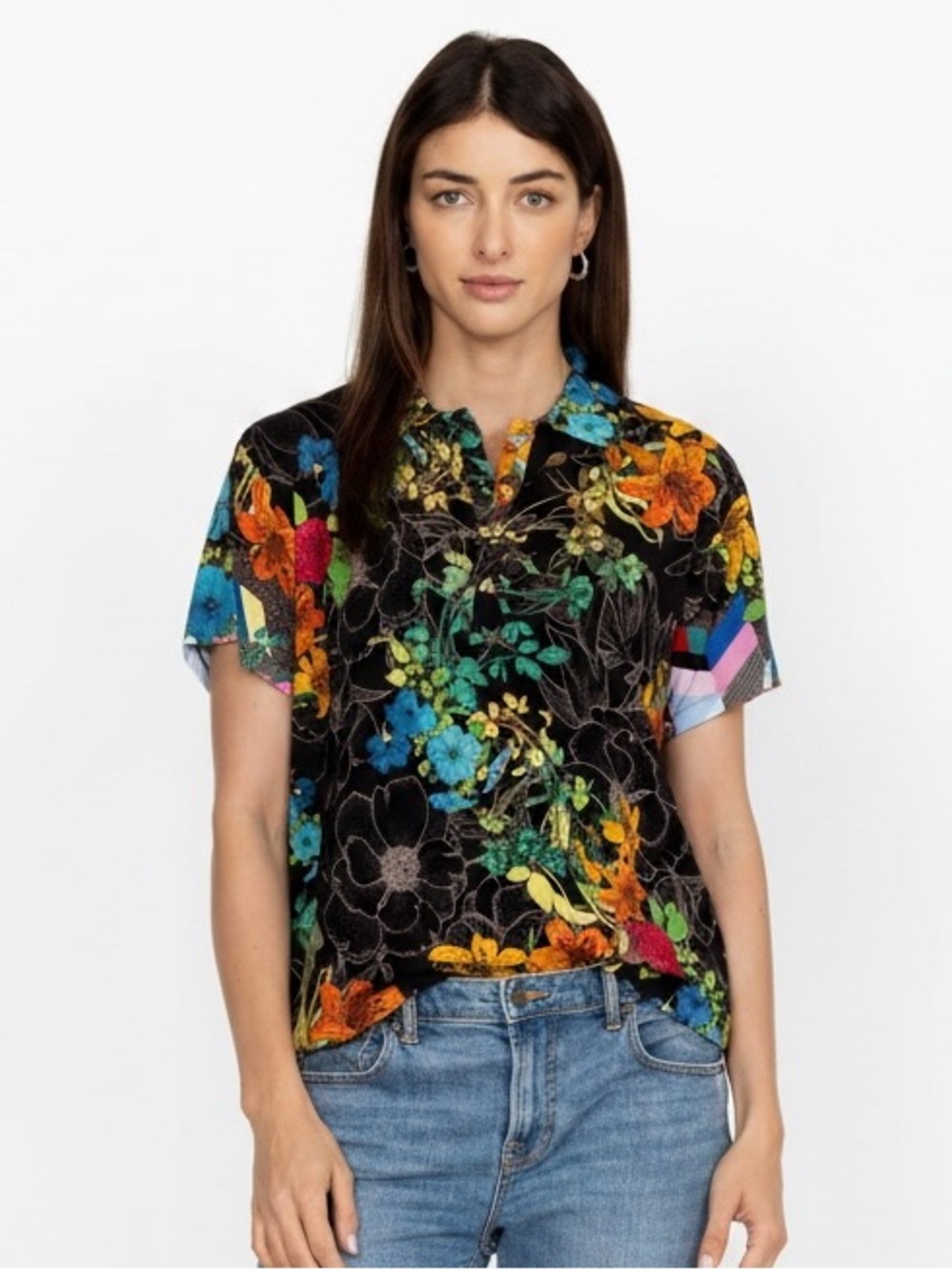 Johnny Was Nero Sequence Short Sleeve Polo Tee